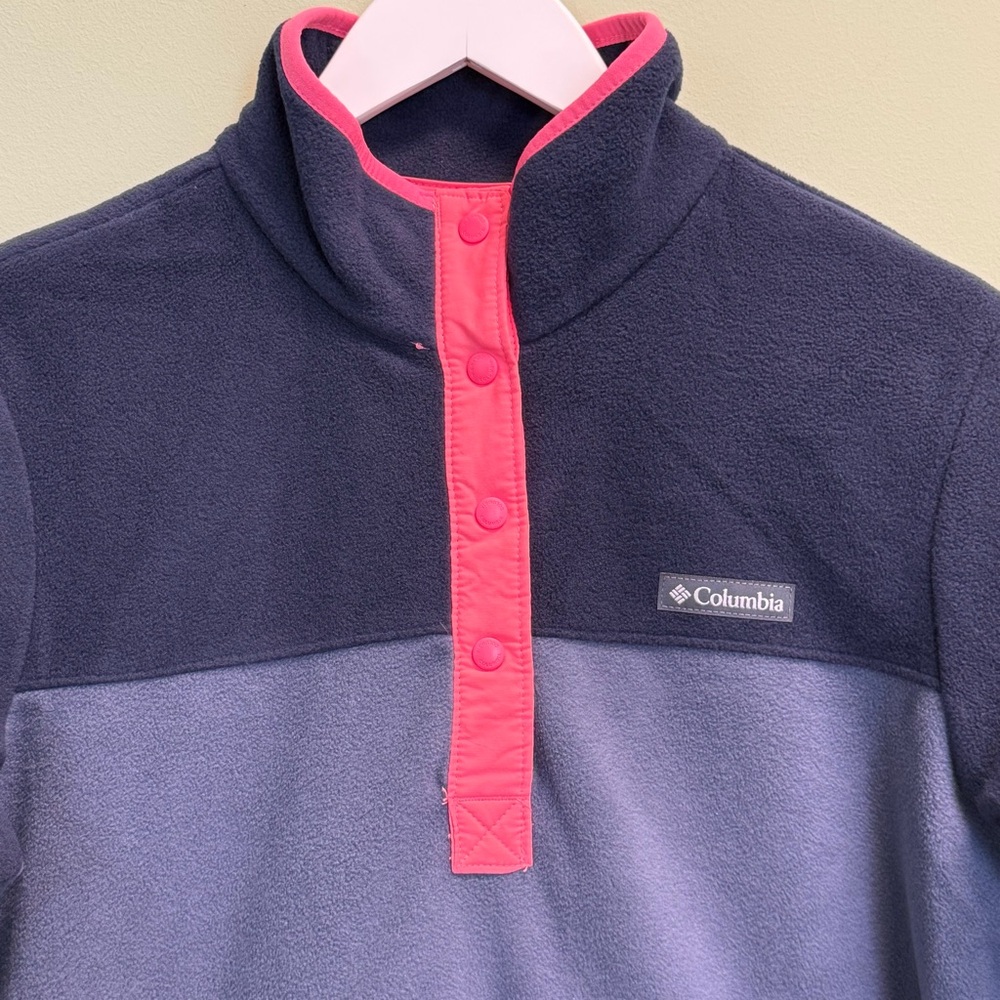 Columbia Ladies' Snap Fleece Pullover Nocturnal Dark/Camellia Rose Medium NWT - Picture 10 of 14